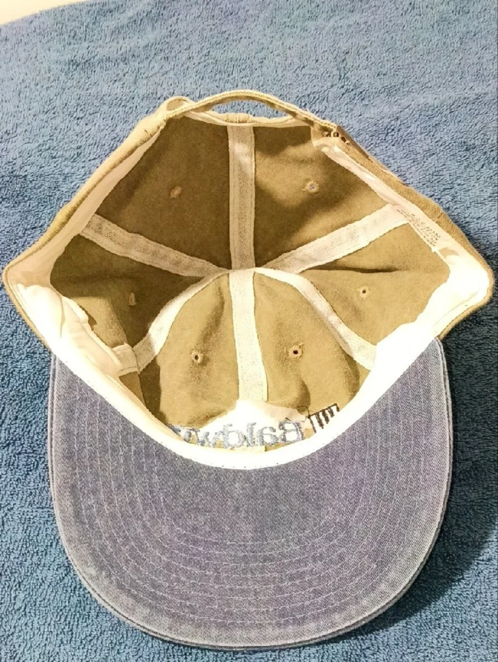Vintage Baldwin Two-Tone Cotton Cap - Olive Crown & Blue Brim